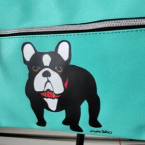 Marc Tetro Purse Crossbody Teal Bulldog Stripped Lining vintage